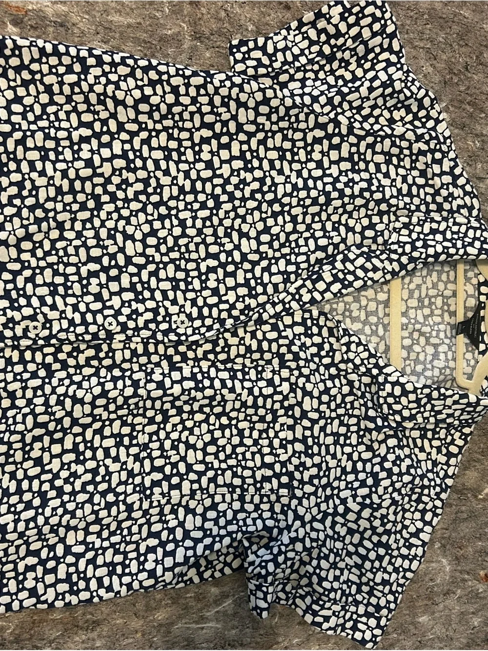 Banana Republic Navy & White Linen  2-Piece Cropped Wide-Leg Set Large